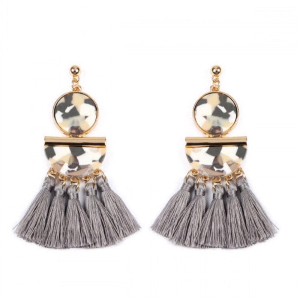 Gray Tassel Earrings